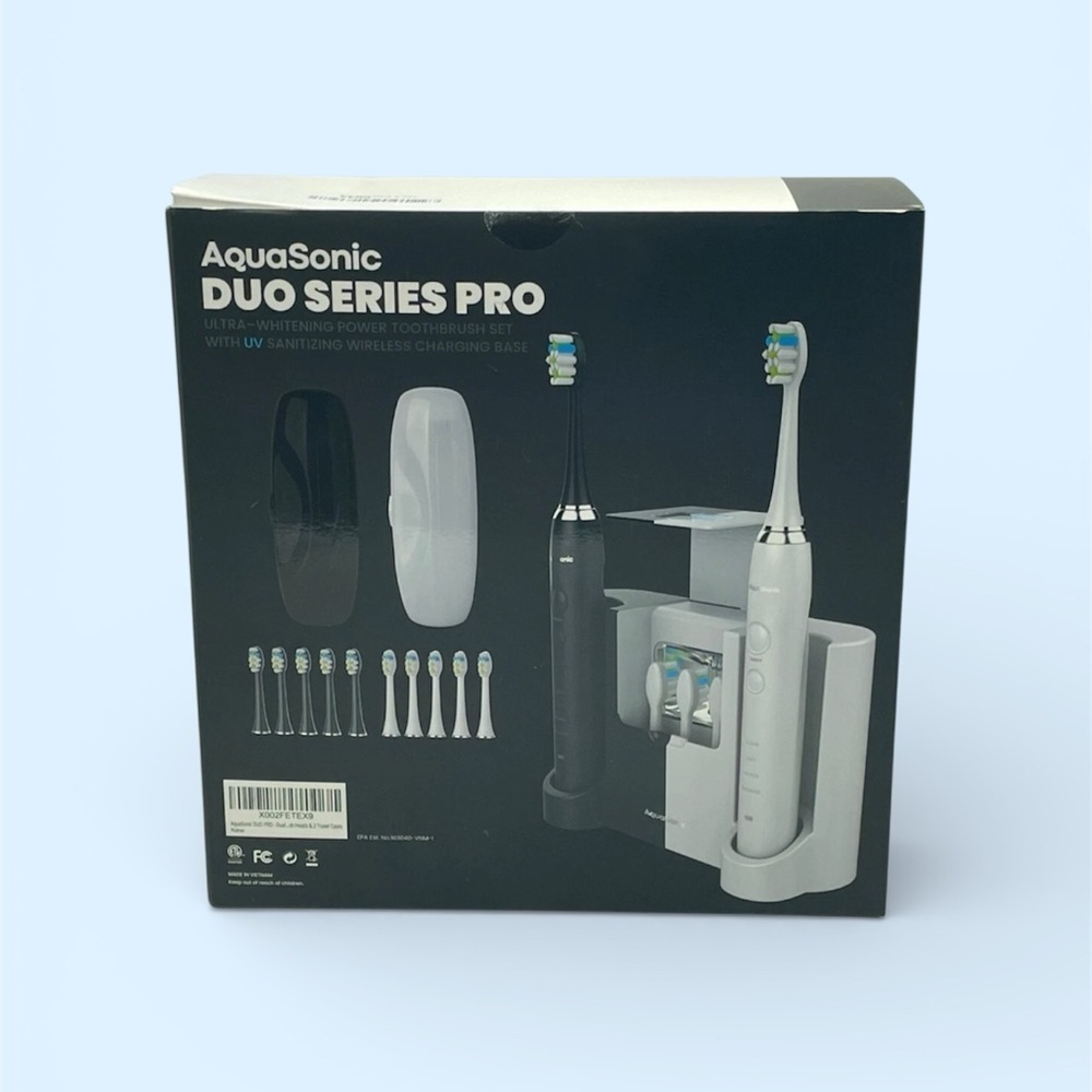 Aquasonic Duo Series Pro Ultra Whitening Power Toothbrush Set New / Sealed Box​​ - Picture 2 of 3